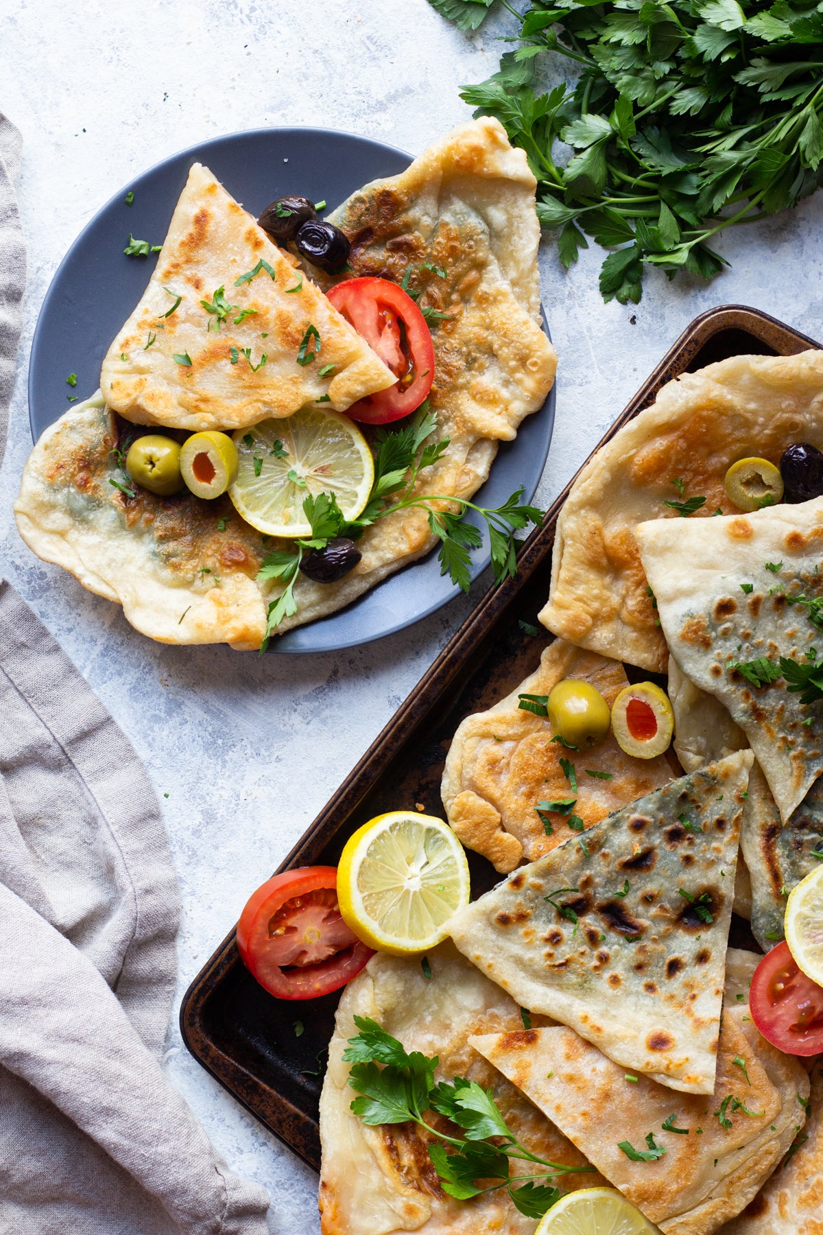 Spinach and Cheese Turkish Stuffed Flatbread