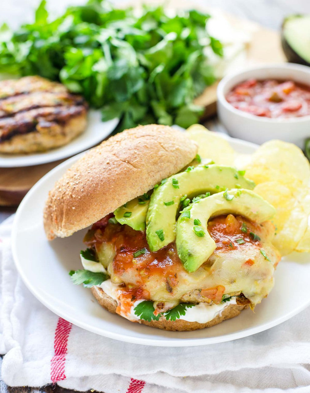 Green Chile Grilled Chicken Burgers