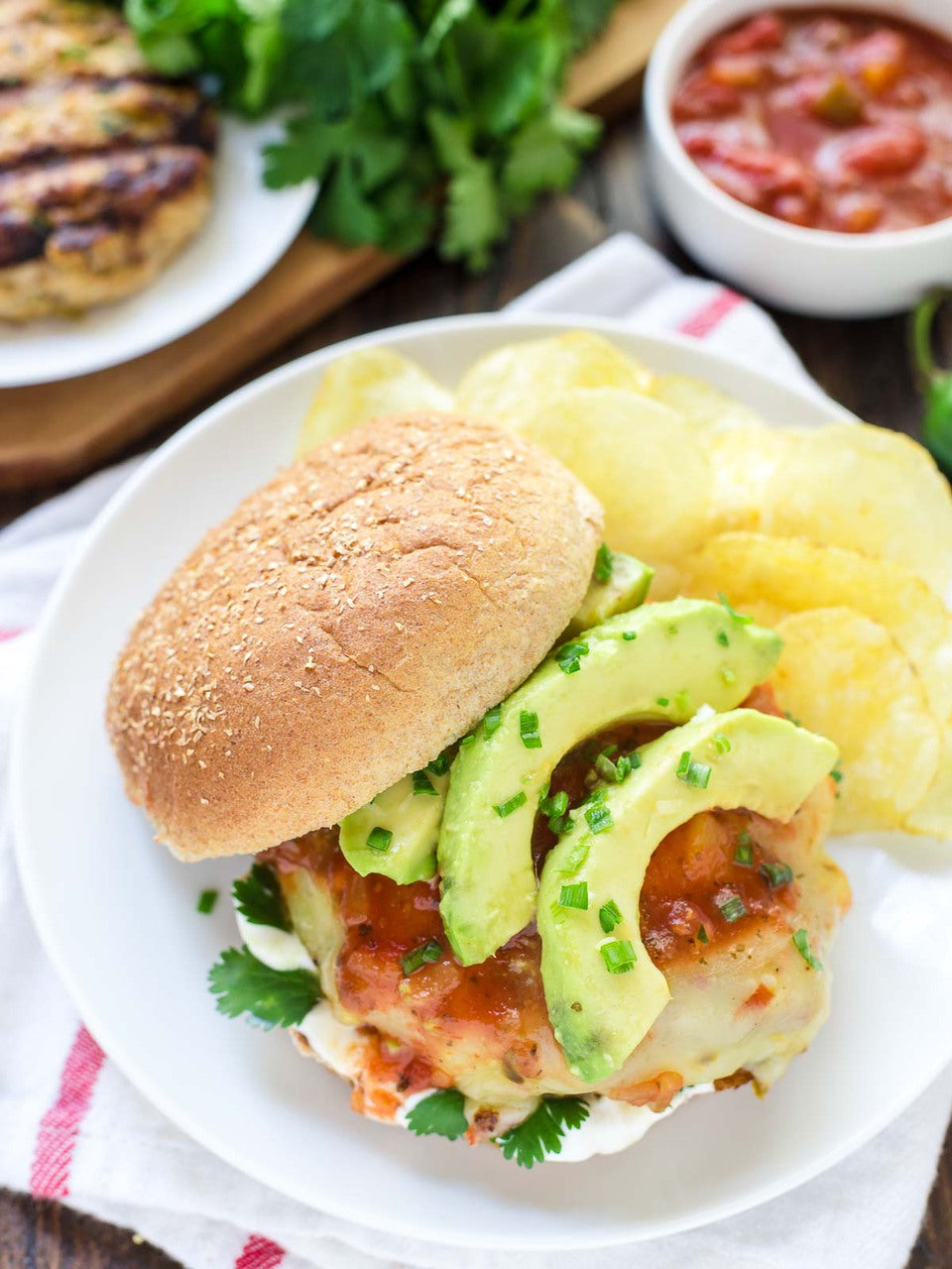 Green Chile Grilled Chicken Burgers