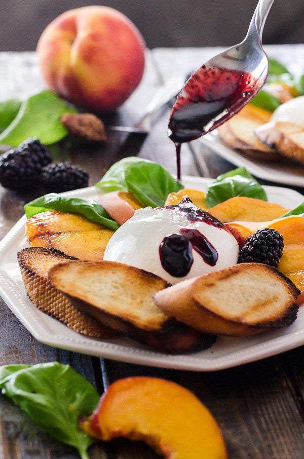 GRILLED PEACH CAPRESE WITH BLACKBERRY BALSAMIC