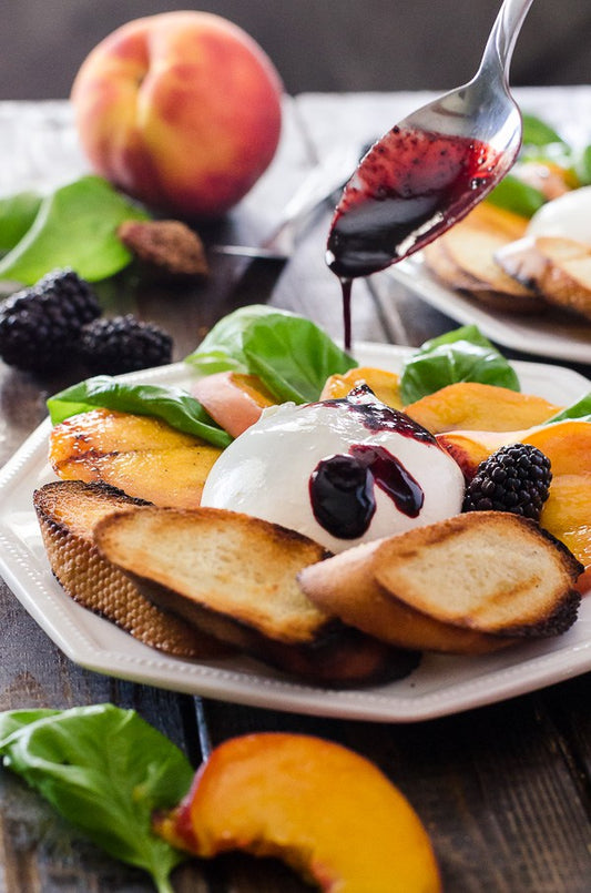 GRILLED PEACH CAPRESE WITH BLACKBERRY BALSAMIC