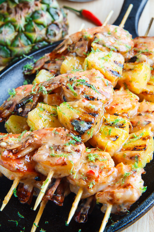 Grilled Coconut and Pineapple Sweet Chili Shrimp