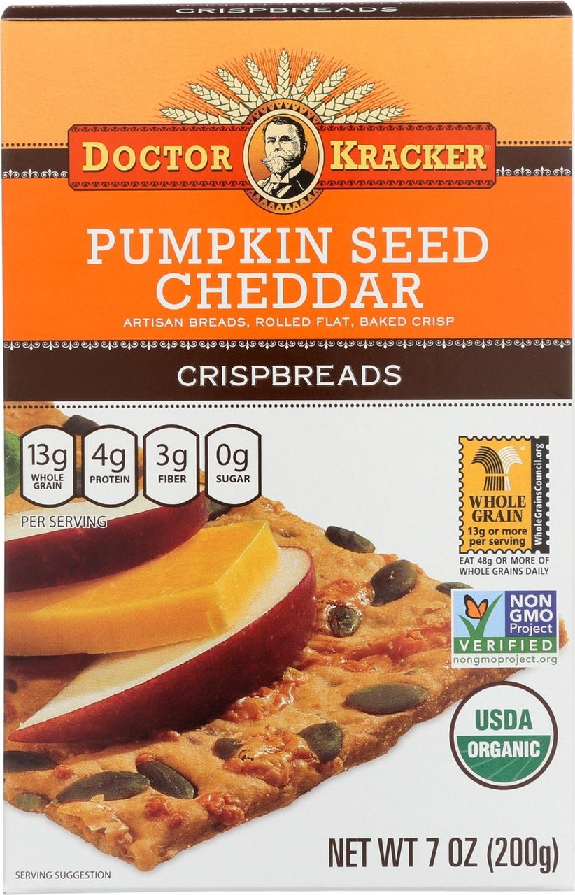 Doctor Kracker Pumpkin Seed Cheddar Crispbread, 7 oz (Pack of 2)