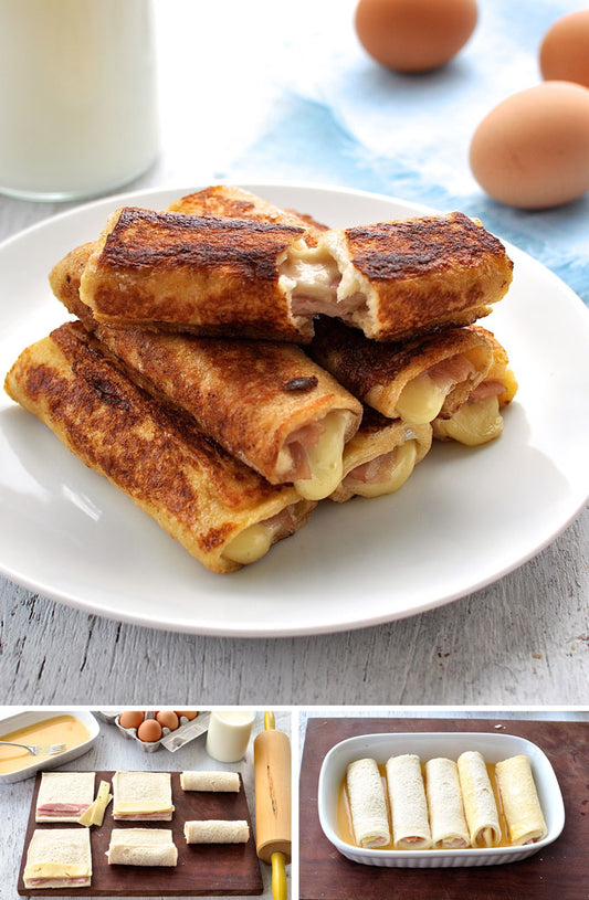 HAM & CHEESE FRENCH TOASTIE ROLL UPS