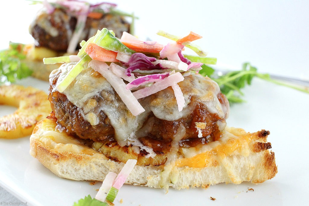 Hawaiian Meatball Sliders with a Jicama Slaw