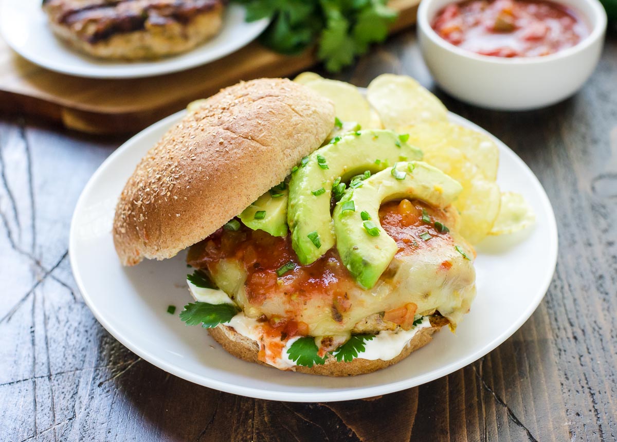 Green Chile Grilled Chicken Burgers