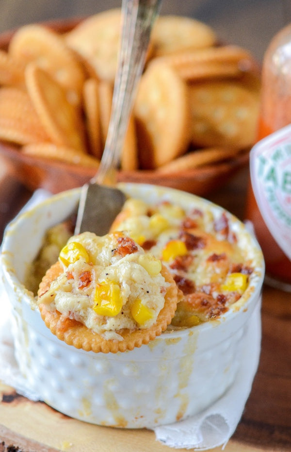 HOT CRAB, CORN AND BACON DIP