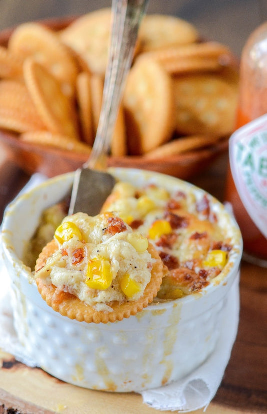 HOT CRAB, CORN AND BACON DIP