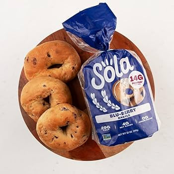 SOLA Low Carb Bagels Bestsellers Pack of 3 - (Blueberry + Everything + Cinnamon Raisin)