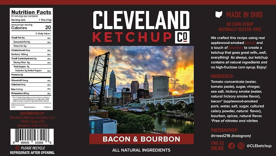 Cleveland Ketchup Varieties – Classic, Bacon & Bourbon, Garlic Dill, Ghost Pepper – Pack of 4