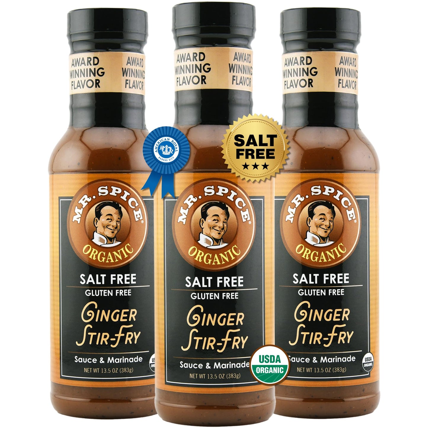 Mr. Spice Organic Ginger Stir-Fry Sauce & Marinade – Salt-Free, Gluten-Free – 6-Pack (13.5 oz each)