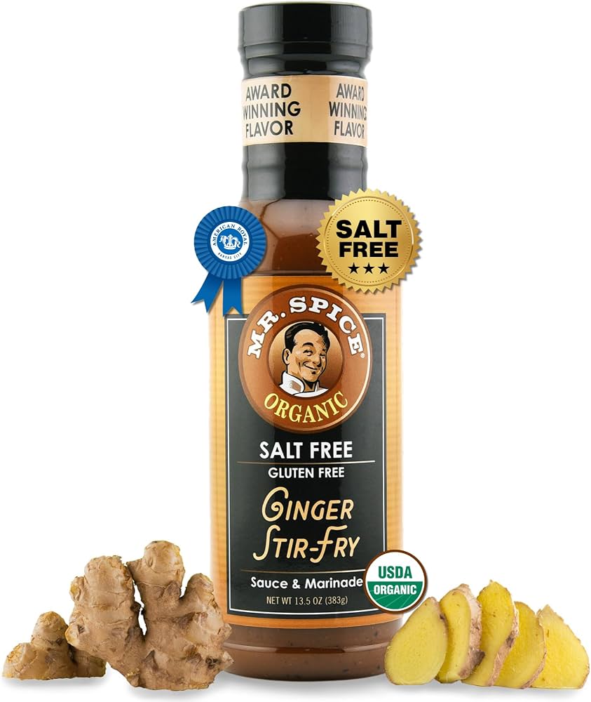 Mr. Spice Organic Ginger Stir-Fry Sauce & Marinade – Salt-Free, Gluten-Free – 6-Pack (13.5 oz each)