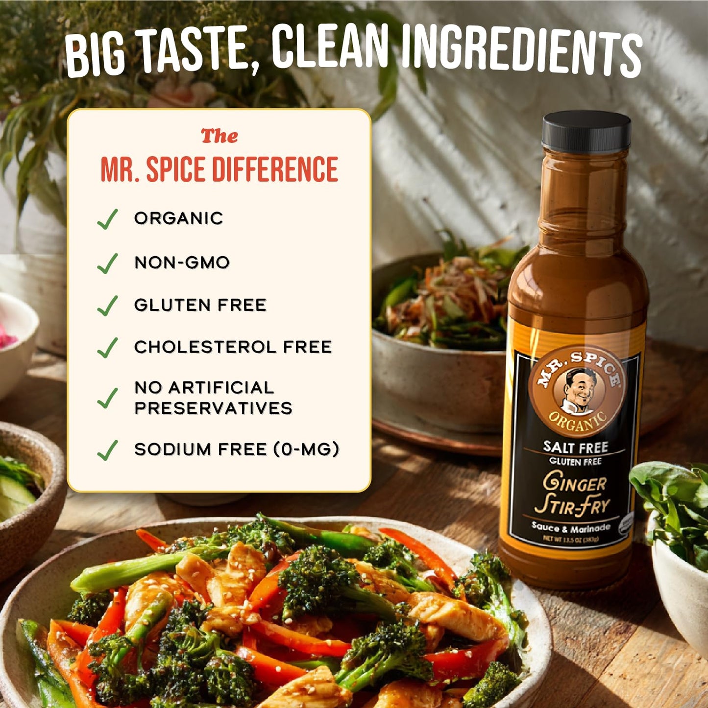 Mr. Spice Organic Ginger Stir-Fry Sauce & Marinade – Salt-Free, Gluten-Free – 6-Pack (13.5 oz each)