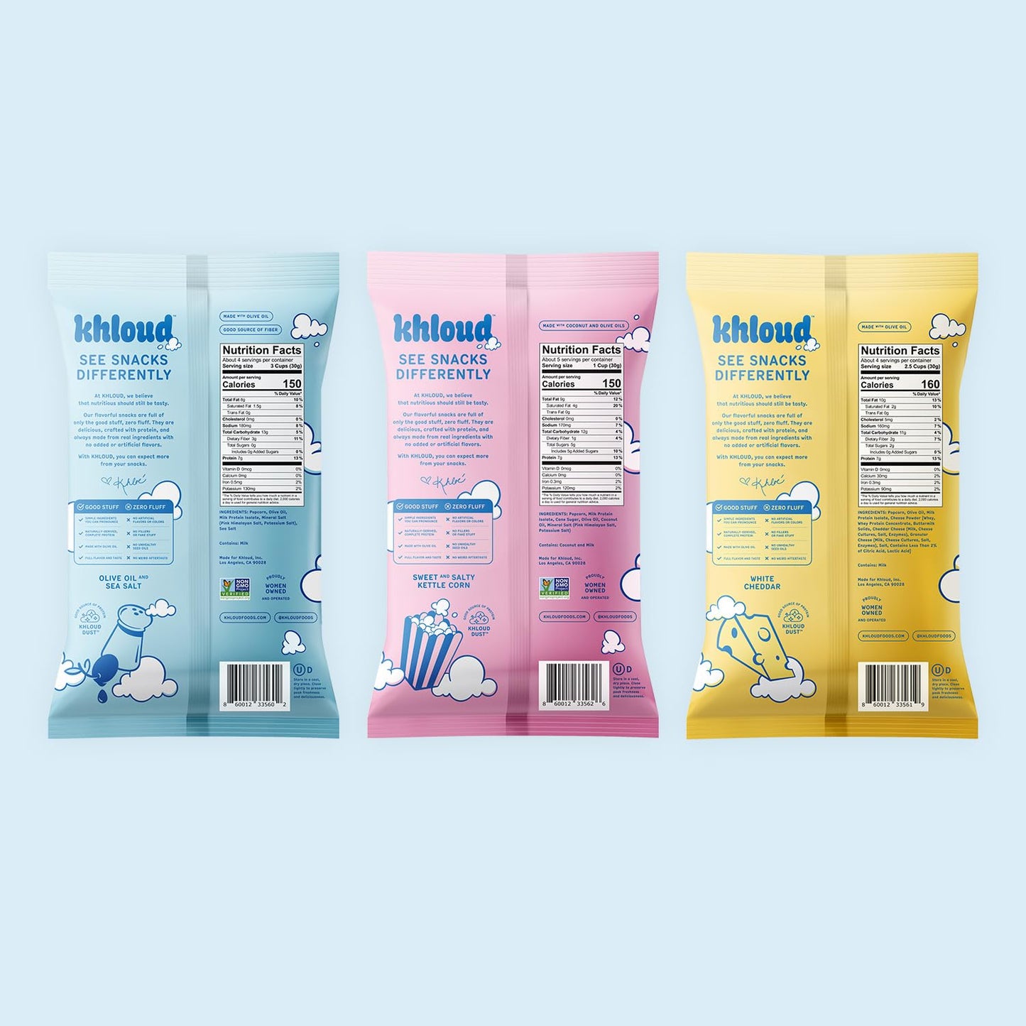 Khloud Protein Popcorn Variety Pack - 7g Protein Snacks | 1 oz | 18 pk