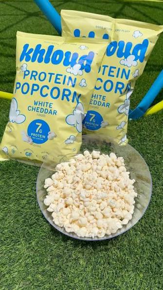 Khloud Protein Popcorn – White Cheddar  7g Protein Snack | 4 oz bags | 12-pack