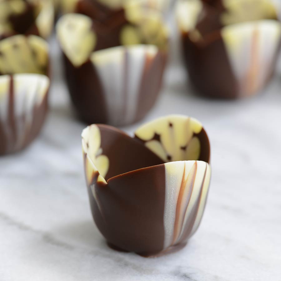 Marbled Chocolate Tulip Cup, Mini - 2 x 1” - 140/Case