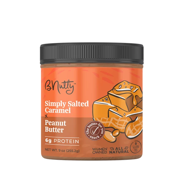 bNutty Simply Salted Caramel Gourmet Peanut Butter – Gluten Free – Natural Peanut Butter – 12oz Jars – 3 Pack