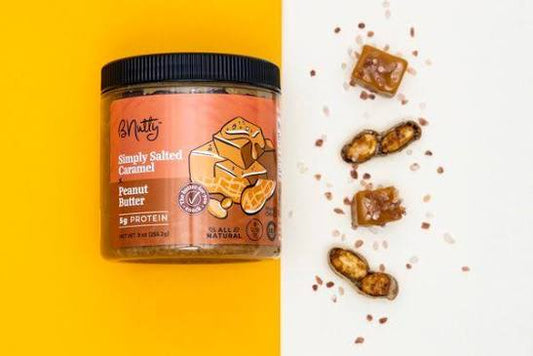 bNutty Simply Salted Caramel Gourmet Peanut Butter – Gluten Free – Natural Peanut Butter – 12oz Jars – 3 Pack