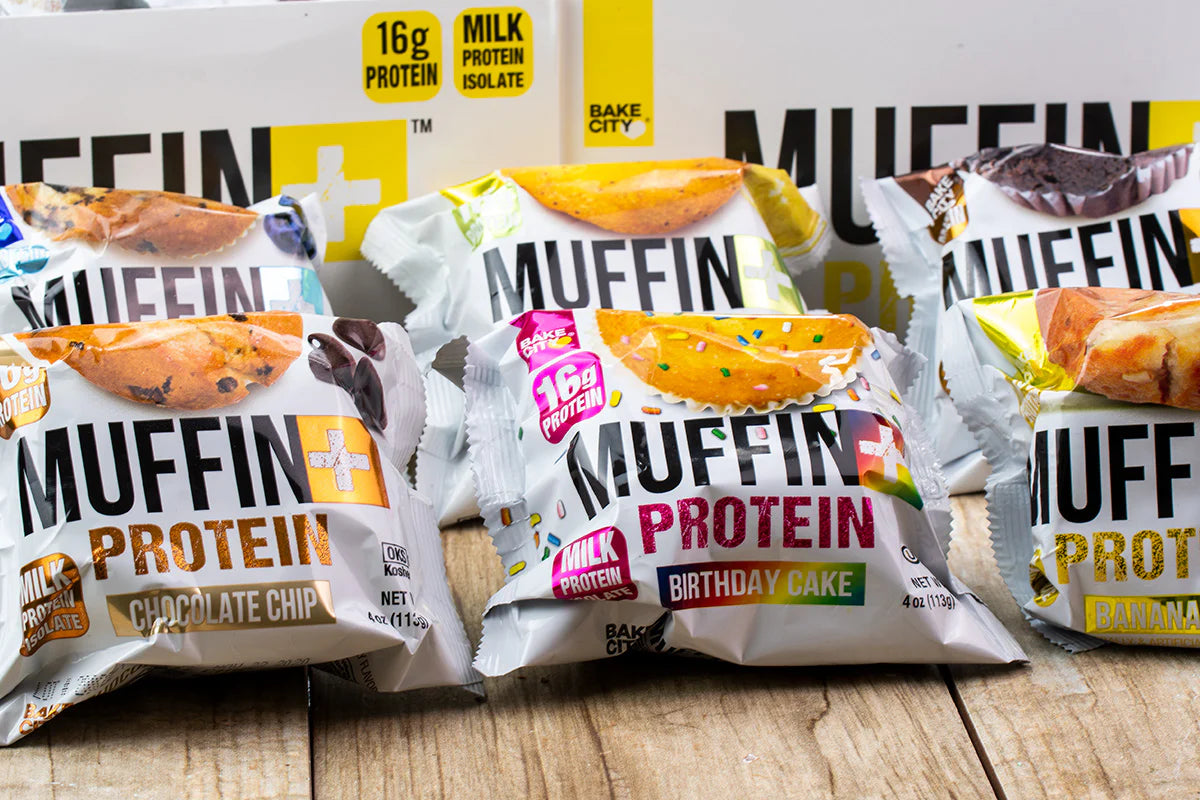 Bake City Blueberry Muffin Plus Protein | 16g Protein in Each Protein Muffin | 4 oz - Pack of 12