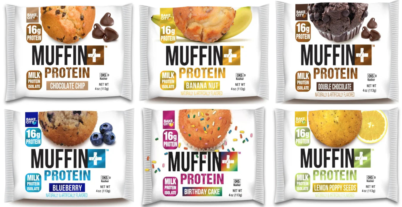 Bake City Blueberry Muffin Plus Protein | 16g Protein in Each Protein Muffin | 4 oz - Pack of 12