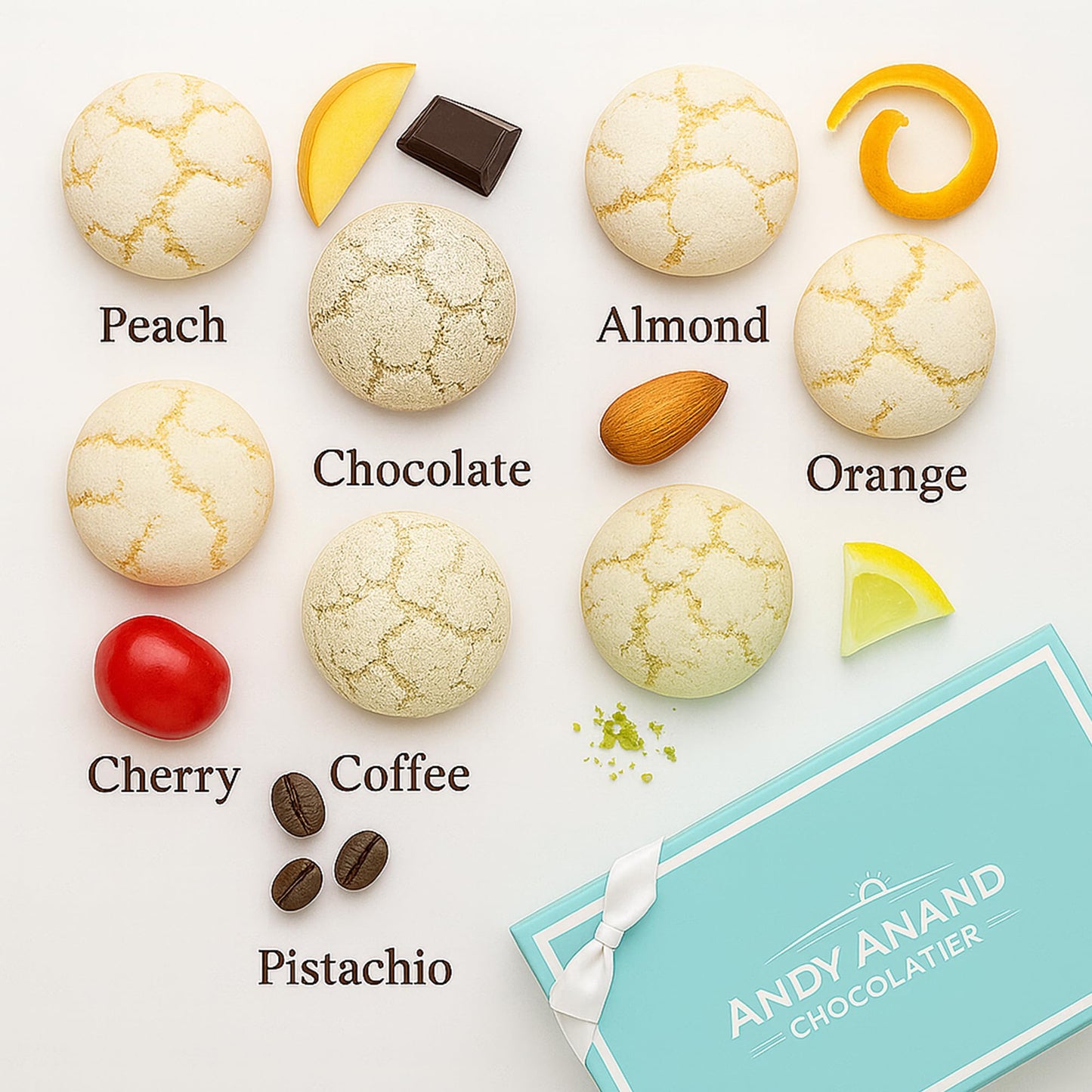 Andy Anand Gourmet Italian Amaretti Cookies | 40 Assorted Pieces, Chocolate, Peach, Orange, Made in Italy, Gluten-Free