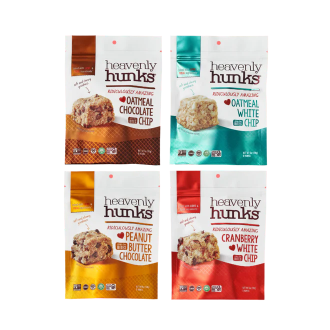 Heavenly Hunks Variety - Oatmeal Chocolate Chip, Peanut Butter Chocolate, Cranberry White Chip & Oatmeal White Chip Cookies - Pack of 4