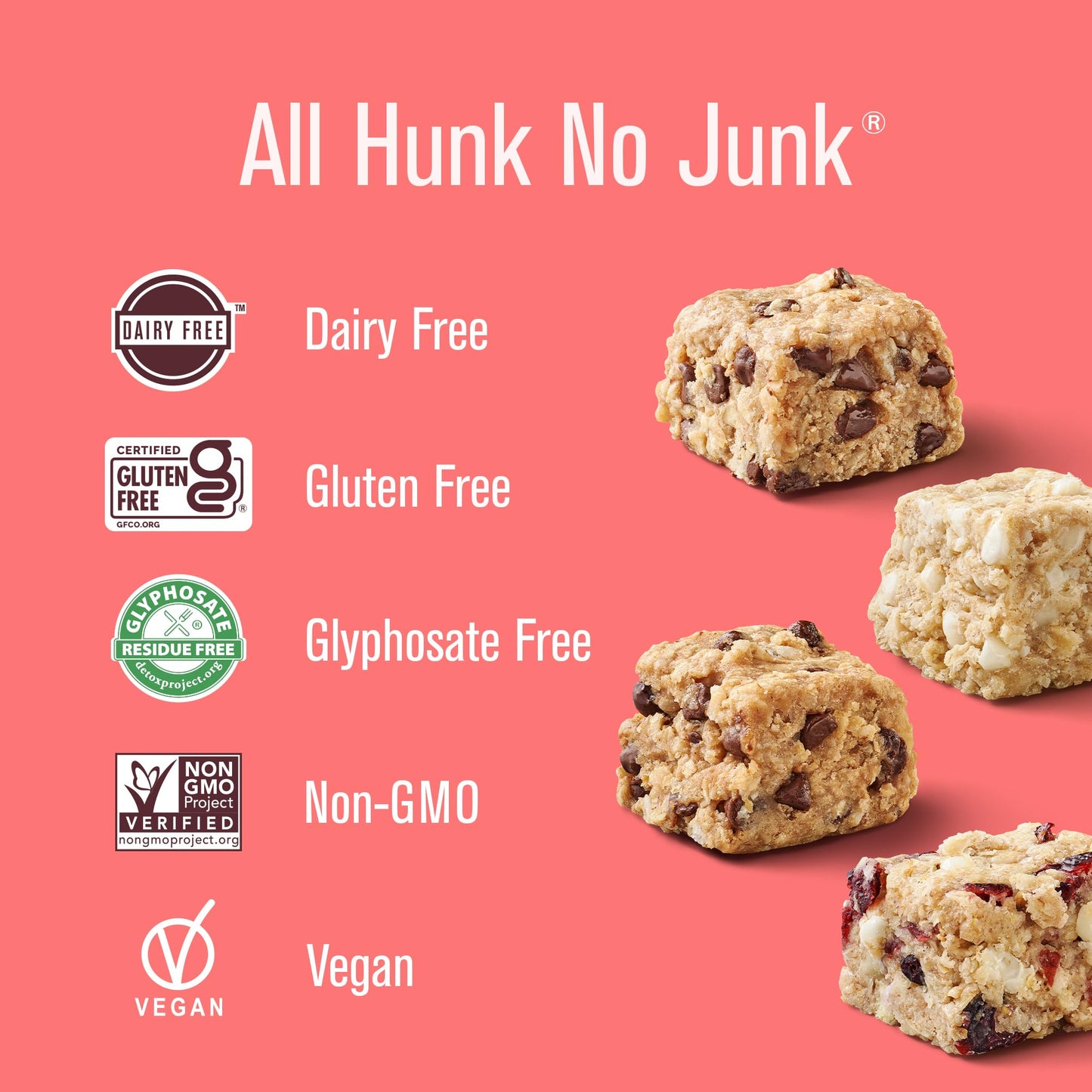 Heavenly Hunks Variety Oatmeal Chocolate Chip, Peanut Butter Chocolate & Brownie Bites - Pack of 6