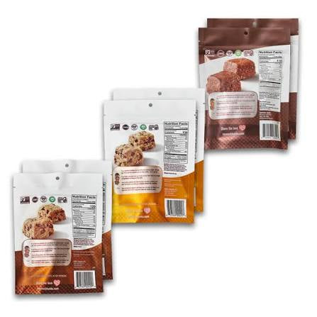 Heavenly Hunks Variety Oatmeal Chocolate Chip, Peanut Butter Chocolate & Brownie Bites - Pack of 6