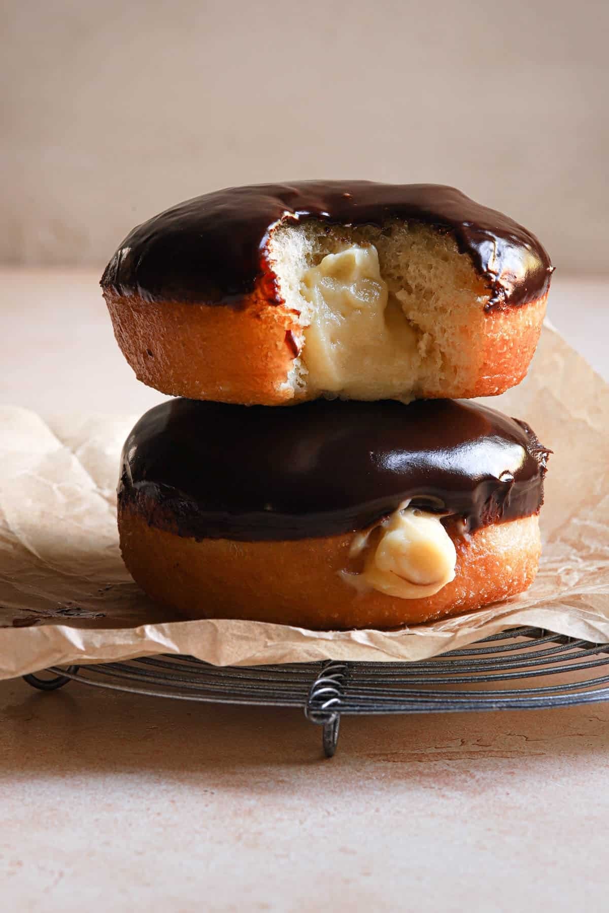Paczki Custard Filled with Chocolate Donuts - 1 Dozen