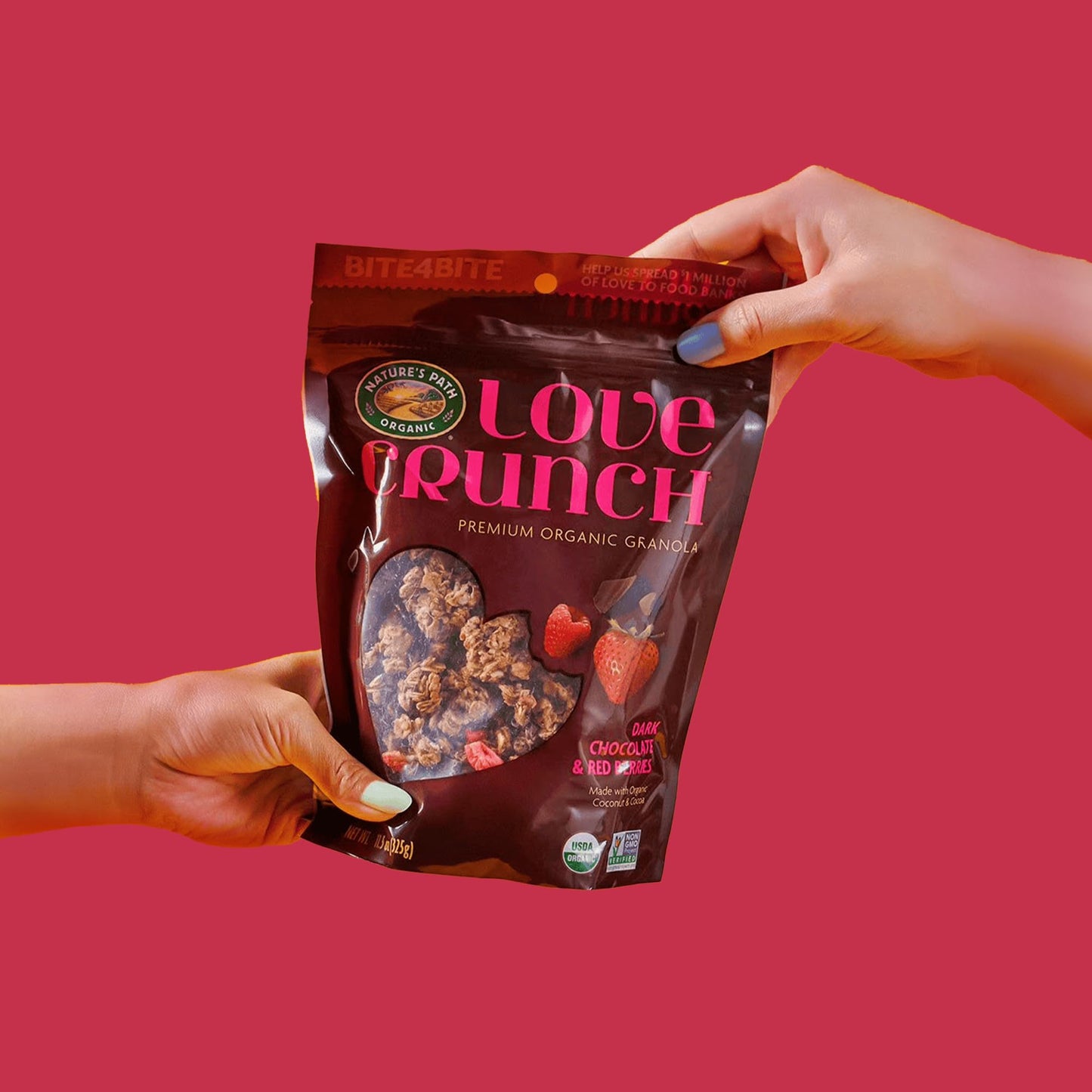 Love Crunch Organic Dark Chocolate & Red Berries Granola, Non-GMO, Fair Trade - Pack of 3