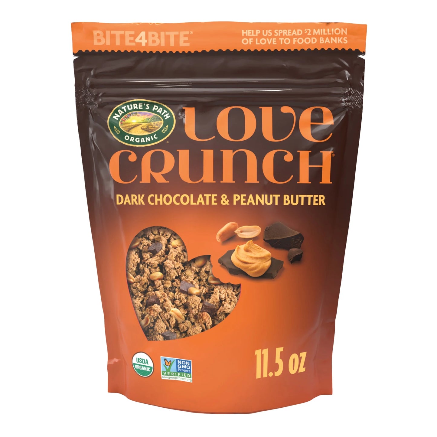 Love Crunch Organic Dark Chocolate & Peanut Butter Granola, Non-GMO, Fair Trade - Pack of 3