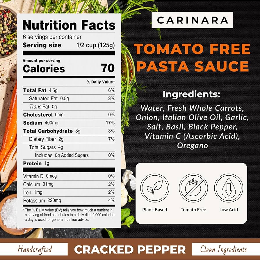 Carinara Tomato-Free Pasta Sauce Variety Pack – 25 oz, Pack of 3