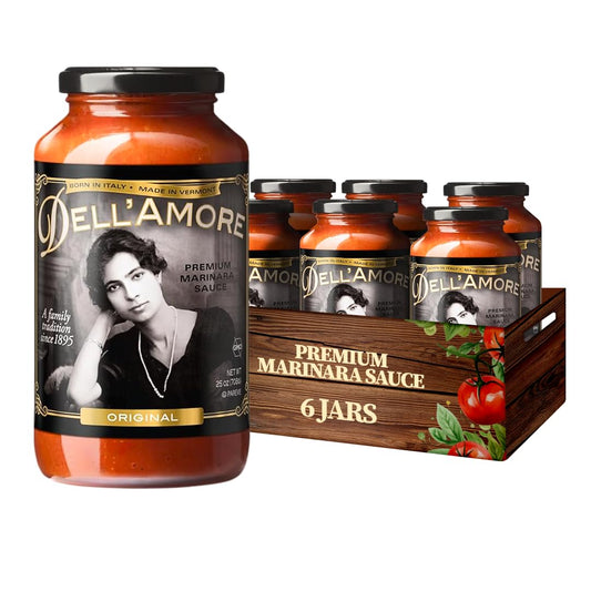 Dell'Amore Premium Marinara Sauce, Homemade Low Sodium, Tomato Basil Pasta Sauce - No Added Sugar - Pack of 6