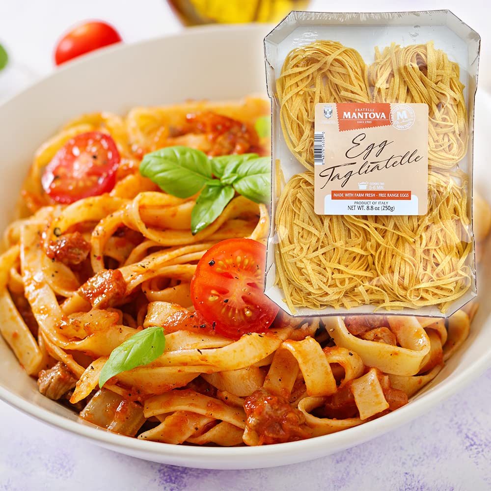Mantova Tagliatelle Egg Pasta Nest, Made in Italy with Farm Fresh - Free Range Italian Eggs - Pack of 3