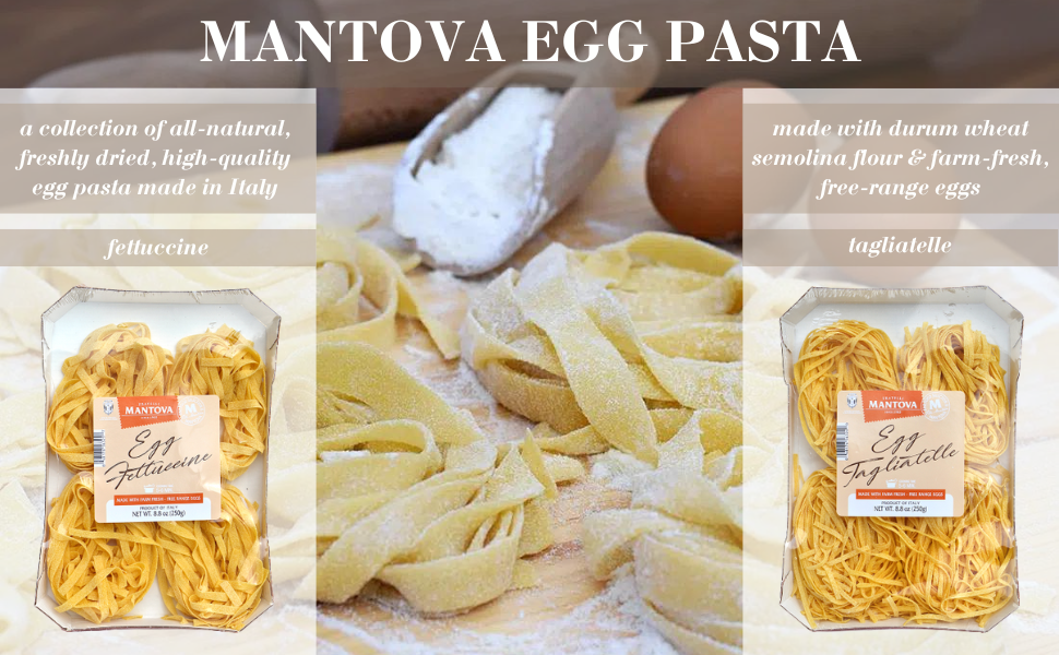 Mantova Tagliatelle Egg Pasta Nest, Made in Italy with Farm Fresh - Free Range Italian Eggs - Pack of 3