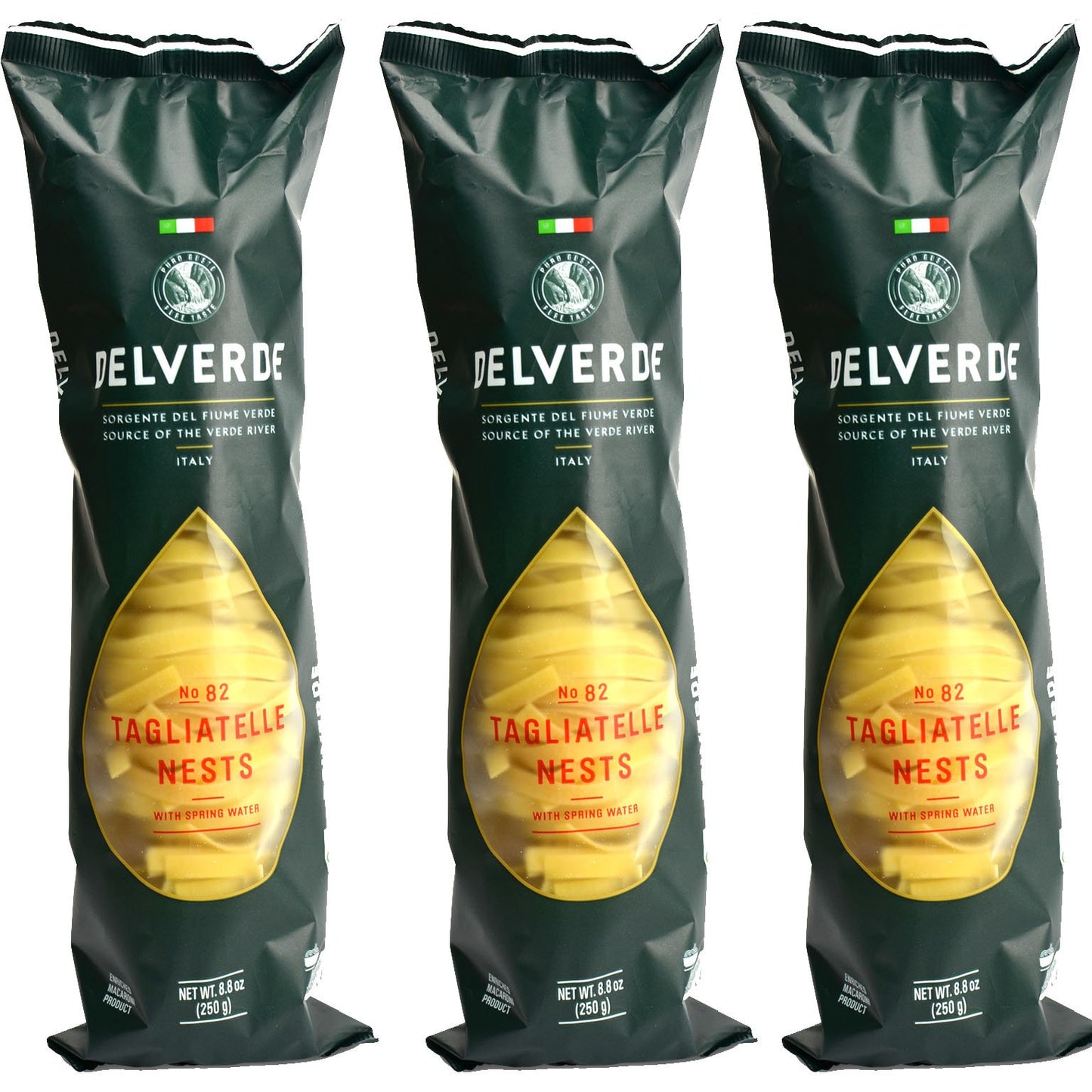 Delverde Artisan Made Tagliatelle Nests with Spring Water Certified Kosher, 8.8 oz - Pack of 3