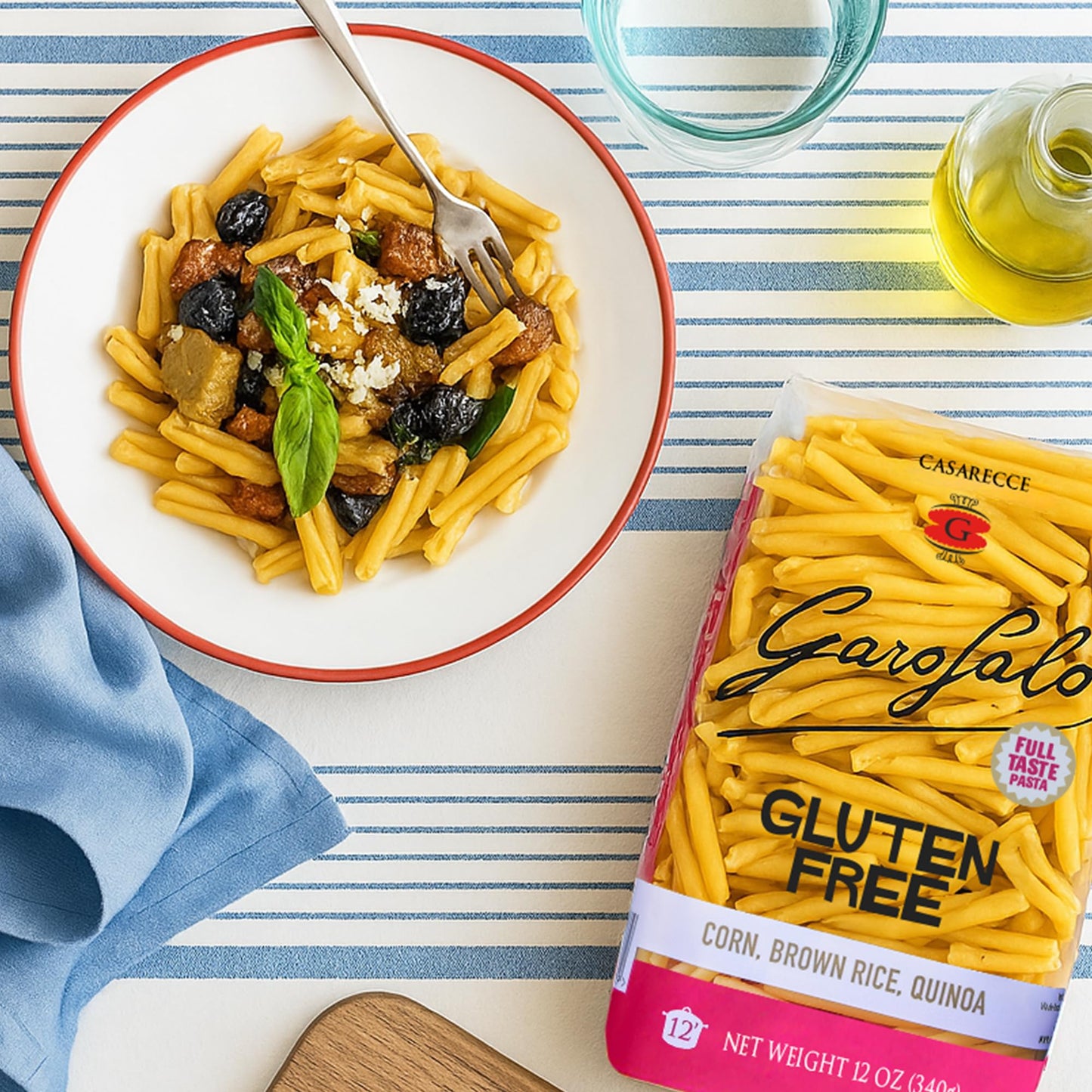 Garofalo - Premium Gluten-Free Casarecce Pasta, Italian Made, Corn, Rice, Potato & Quinoa Blend, Bronze-Drawn, Al Dente - Pack of 2