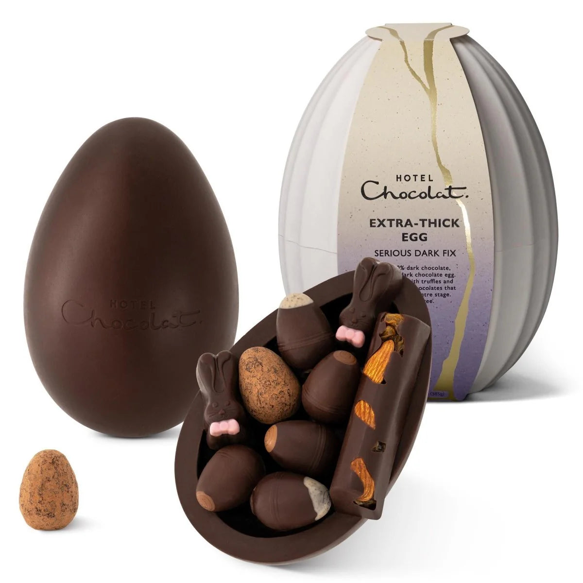 Hotel Chocolat Chocolate Easter Egg, Easter 2026 - Dark Chocolate Easter Egg - Filled with our best loved truffles