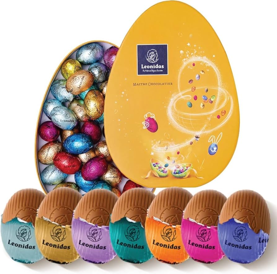 Leonidas Belgian Chocolates Easter Egg Box Collection | 30 Assorted Delicious Mini Easter Eggs | 19 Different Flavours