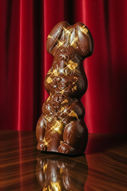 Easter Dark Chocolate Boozy Bunny w/ Whiskey Infused & 24 k Gold Flakes