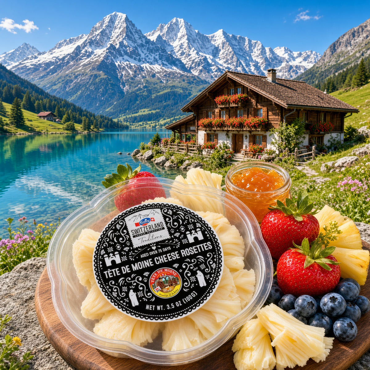 Emmi Tête de Moine AOP Cheese Rosettes — Optional Rosette Crackers