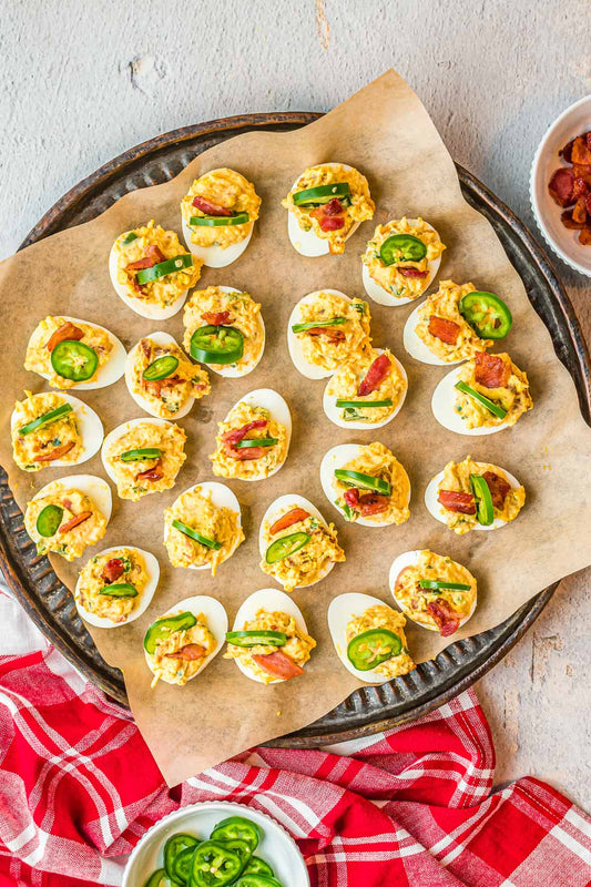 Fresh Deviled Eggs, Traditional and Jalapeño Popper - includes 24