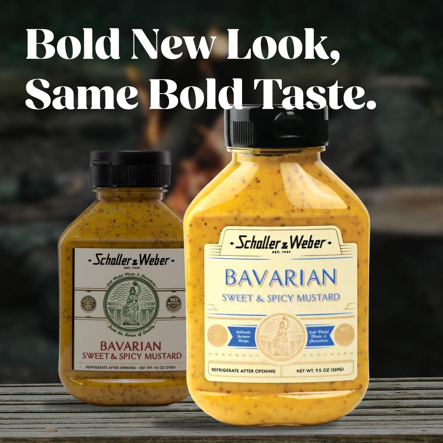 Schaller & Weber Bavarian Mustard, 9.5 oz Squeeze Bottle - Sweet Hot Mustard