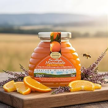 Heather Hills Farm Scottish Marmalade with Heather Honey, 11.6 oz - Handmade Fine-Cut Orange Marmalade Jam