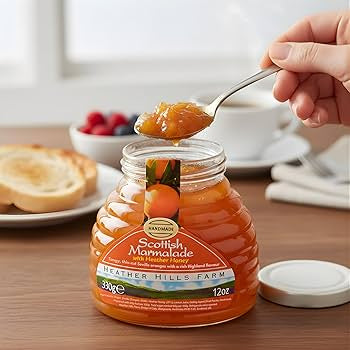 Heather Hills Farm Scottish Marmalade with Heather Honey, 11.6 oz - Handmade Fine-Cut Orange Marmalade Jam