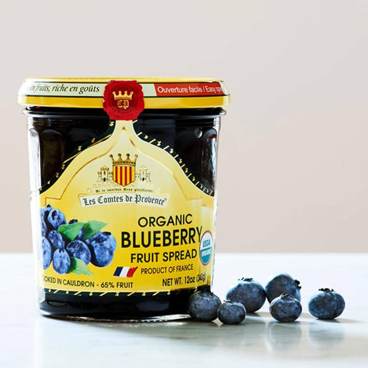 Organic Blueberry Jam Spread – Made in France Traditional Jam Non GMO, Gluten Free, 12 oz
