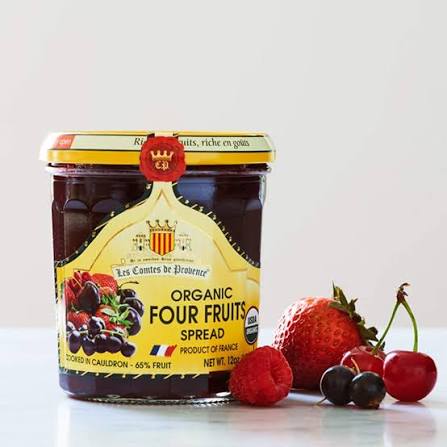 Organic Organic French Assorted Jam Collection - Blueberry, Red Fruits, Apricot, Raspberry, Strawberry – Made in France Traditional Jam Non GMO, Gluten Free, 12 oz