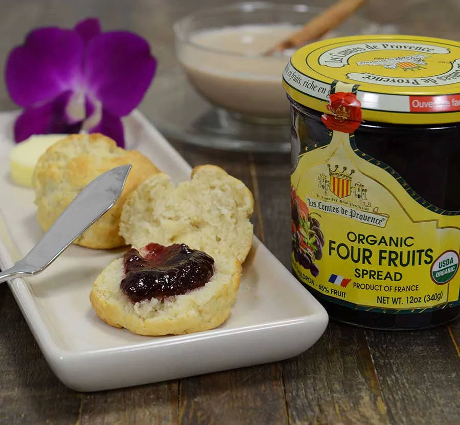 Organic Organic French Assorted Jam Collection - Blueberry, Red Fruits, Apricot, Raspberry, Strawberry – Made in France Traditional Jam Non GMO, Gluten Free, 12 oz
