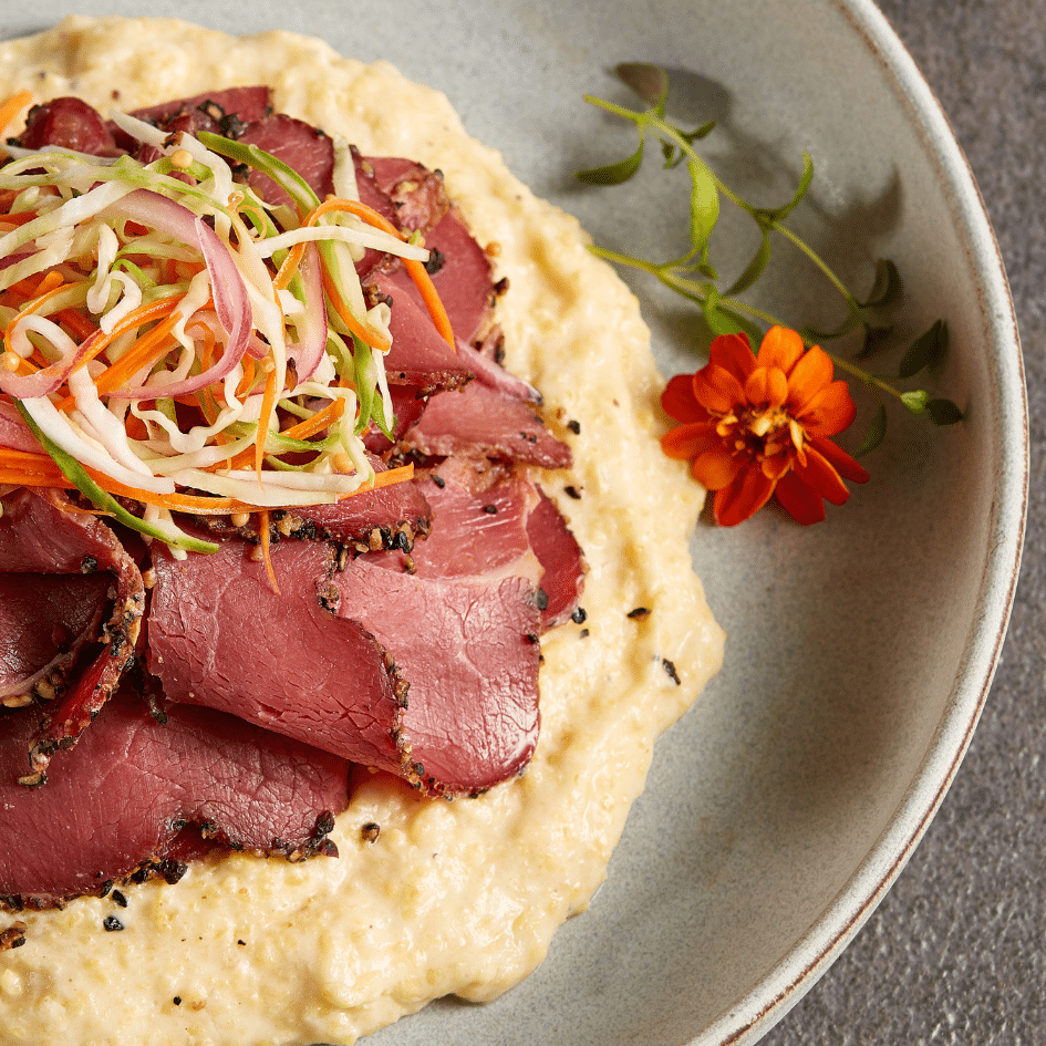 Lamb Pastrami Sliced Charcuterie, Fully Cooked, Grass-Fed, Halal - Hickory and Mesquite Smoked with Peppercorn - 8/Case