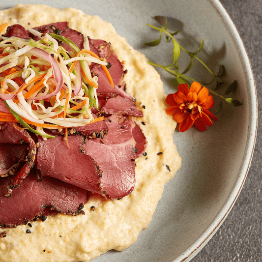 Lamb Pastrami Sliced Charcuterie, Fully Cooked, Grass-Fed, Halal - Hickory and Mesquite Smoked with Peppercorn - Pack of 3